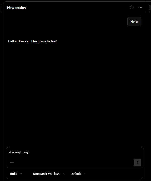 OpenCode Desktop chat active with PassingRight