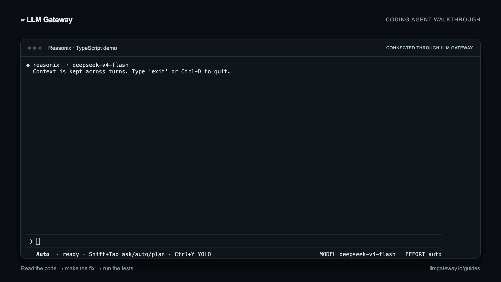 Reasonix connected to the selected gateway model
