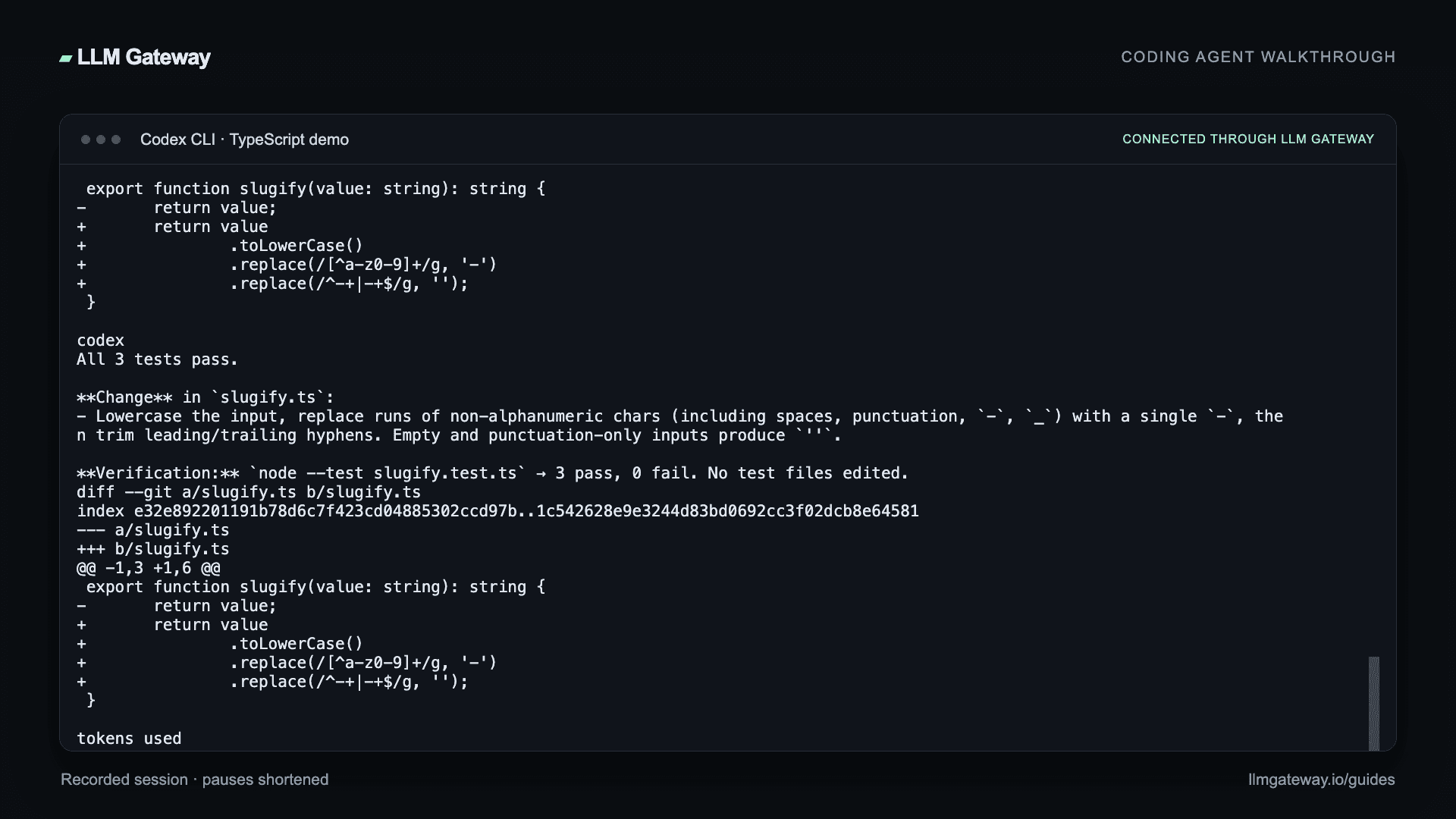 Codex CLI completing the coding task through PassingRight