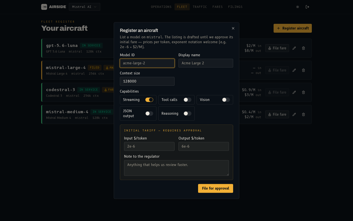Register an aircraft