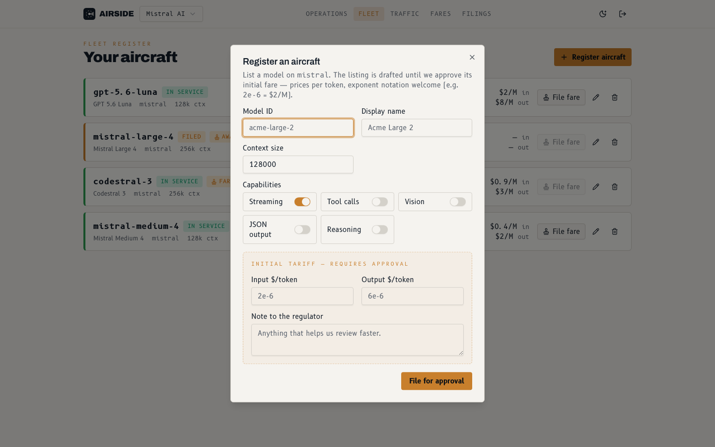 Register an aircraft